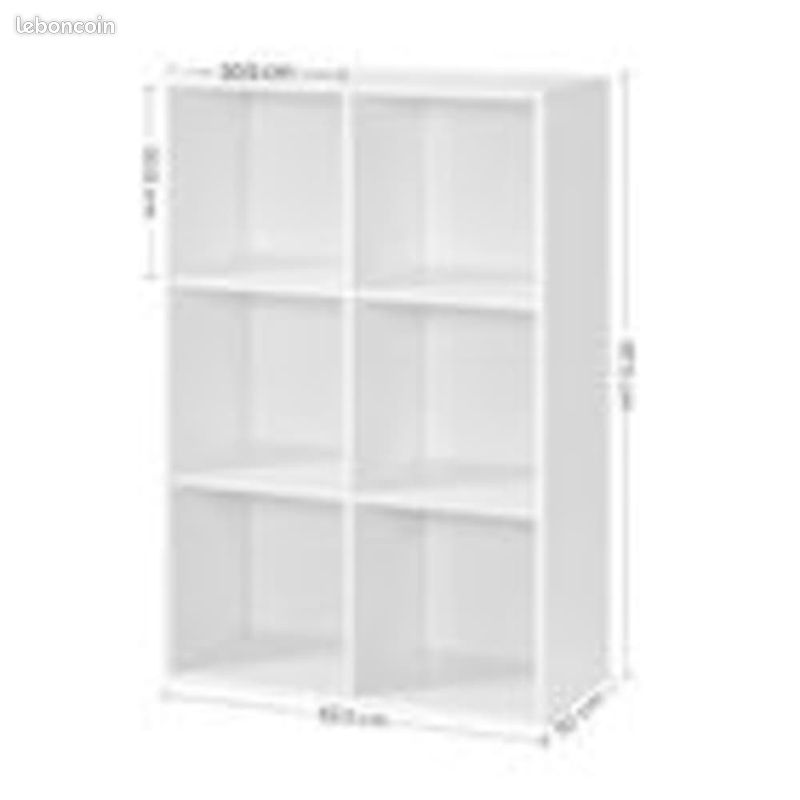 Bibliothèque 6 Etagères Compartiments Meuble de Rangement Livres Vêtements Bureau Chambre Salon (image 3)