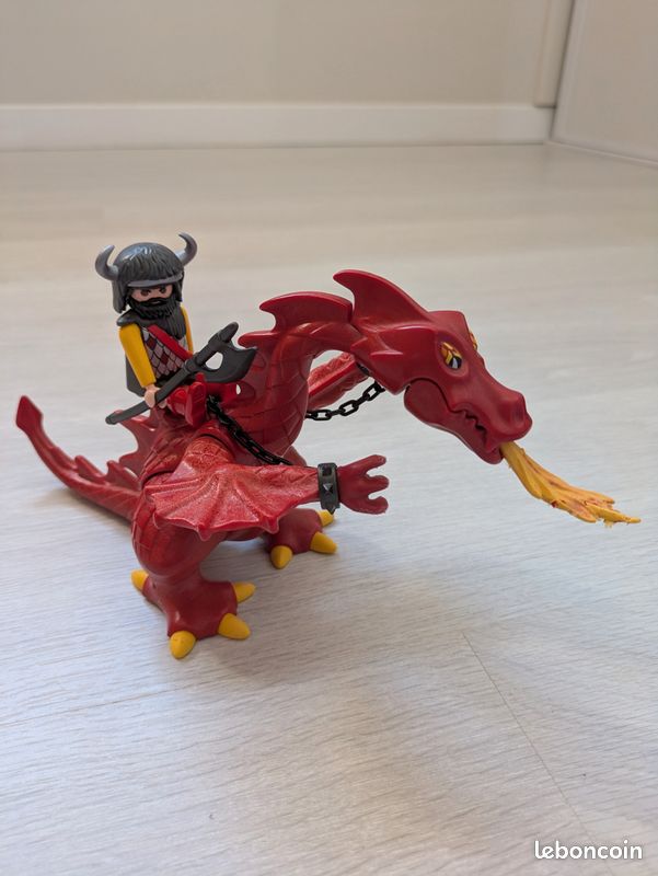 Playmobil knights chevalier et gros dragon rouge (image 1)