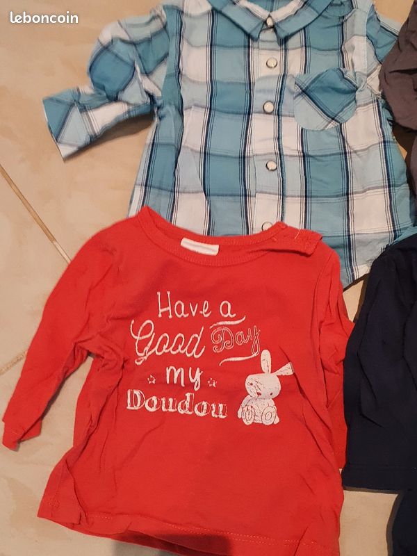 Lot de 5 t-shirts et 1 chemise garçon 3 mois (image 2)
