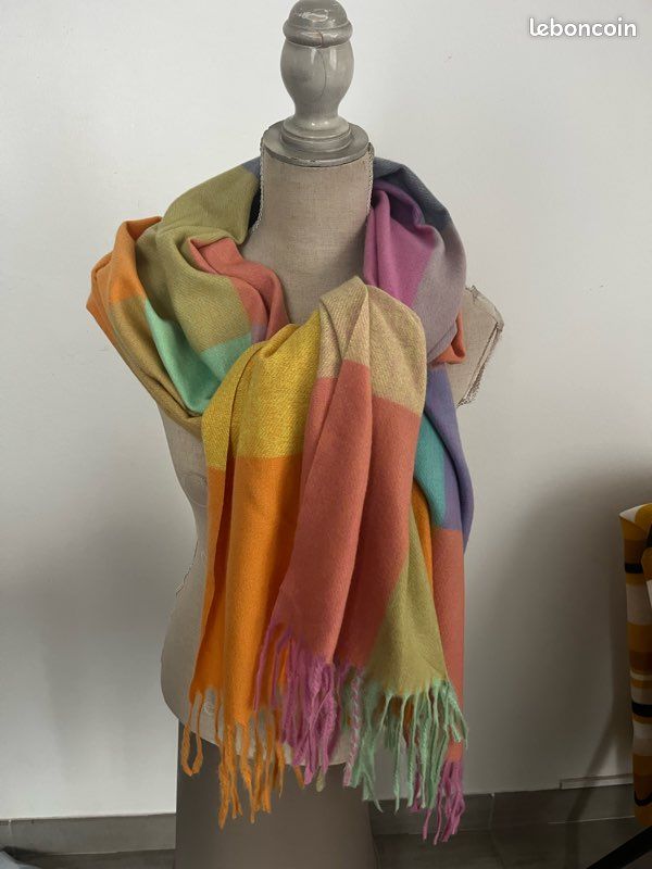 Foulard Mode Collection Eighteen - Cachemire Gris Multicolore Motif Paisley - NEUF