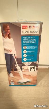 Nettoyeur vapeur Venteo Balai électrique - - STEAM TWISTER/STEAM SPINNER - TELESHOPPING - Balai vapeur automatique jusqu'à 120°C - Double tête rotative