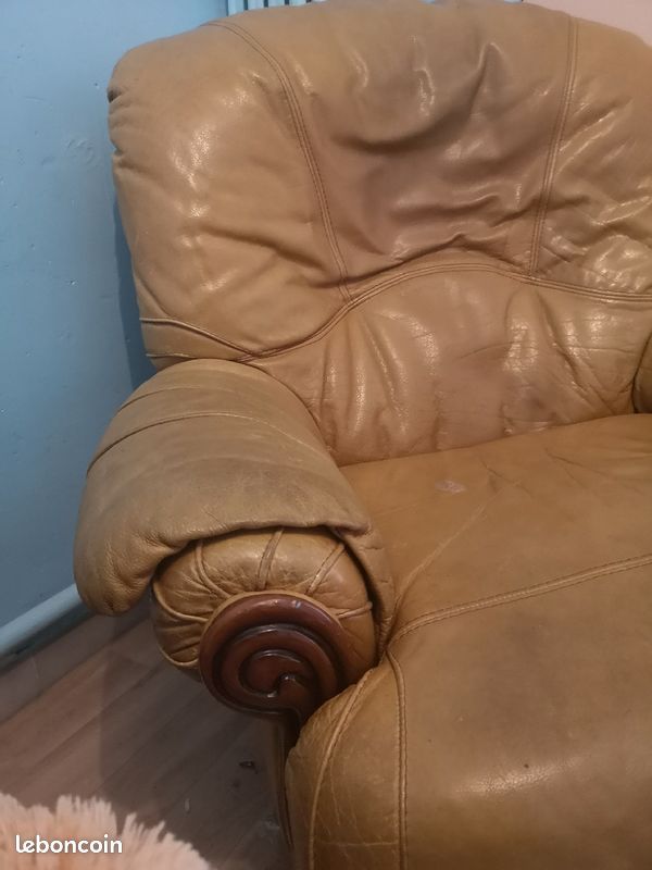 Canapé cuir convertible et fauteuil (image 5)