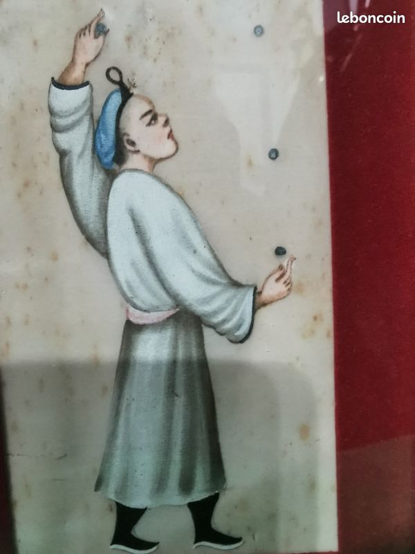 Tableau chinois, sur papier de riz, Canton 19ème siècle (image 2)