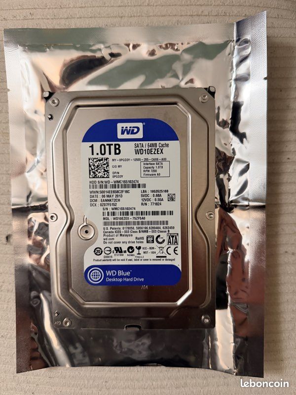 Disque Dur Interne WD Blue 1To, Modèle WD10JPVX, 2.5 Pouces, SATA, Occasion