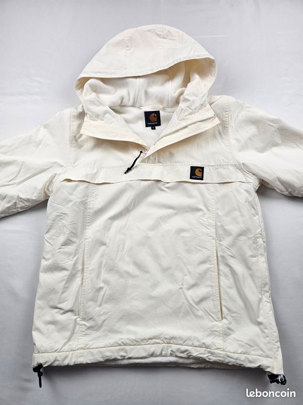 Veste Carhartt WIP Nimbus Pullover Blanc Off-White Taille S - Vintage Y2K Fleece Anorak Jacket (image 5)