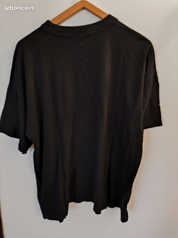 T-Shirt Homme Noir Paris Tour Eiffel Vintage Coupe Ample Oversized XL (image 3)