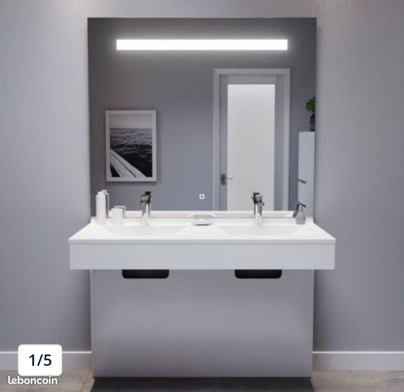 Meuble double vasque PMR + miroir sensitif Etat neuf (image 4)