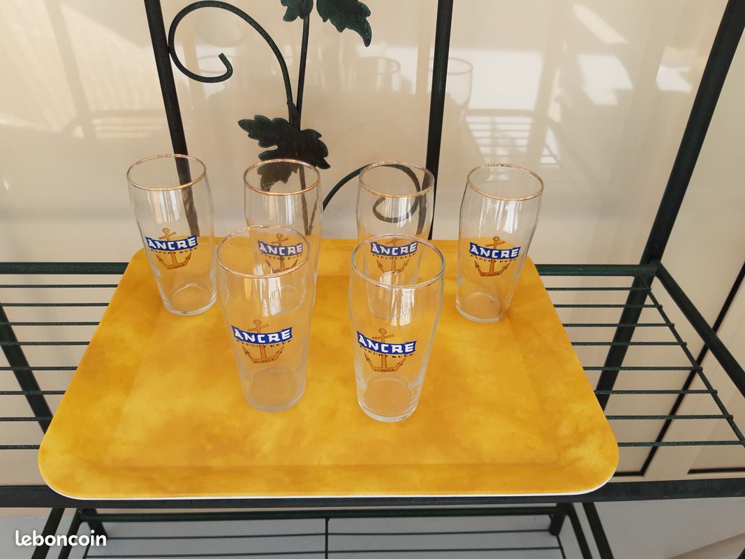 12 Verres Ancre Dorée et Bleue + Verre Bougie Ancre 1970 (image 3)