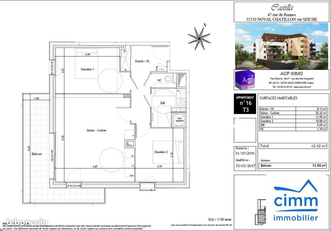 Appartement 3 pièces 62 m² · à Noyal-Châtillon-sur-Seiche · 62 m² · 199 000 €