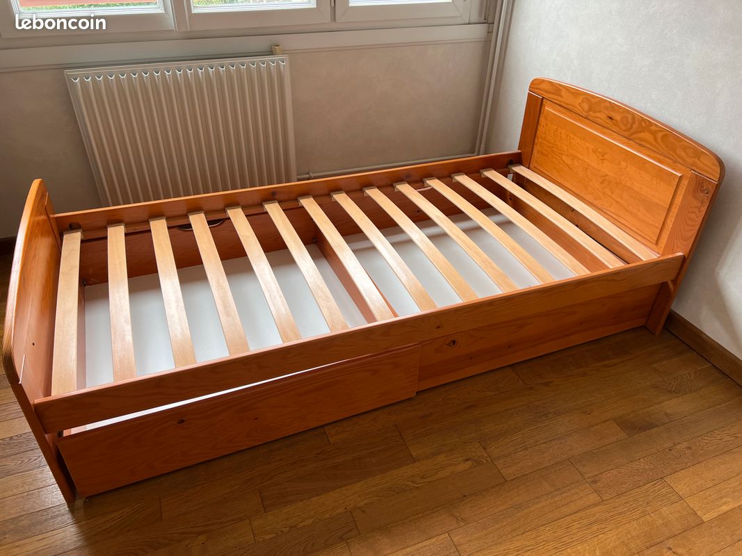 Lit 90cm 2 tiroirs rangement (image 2)