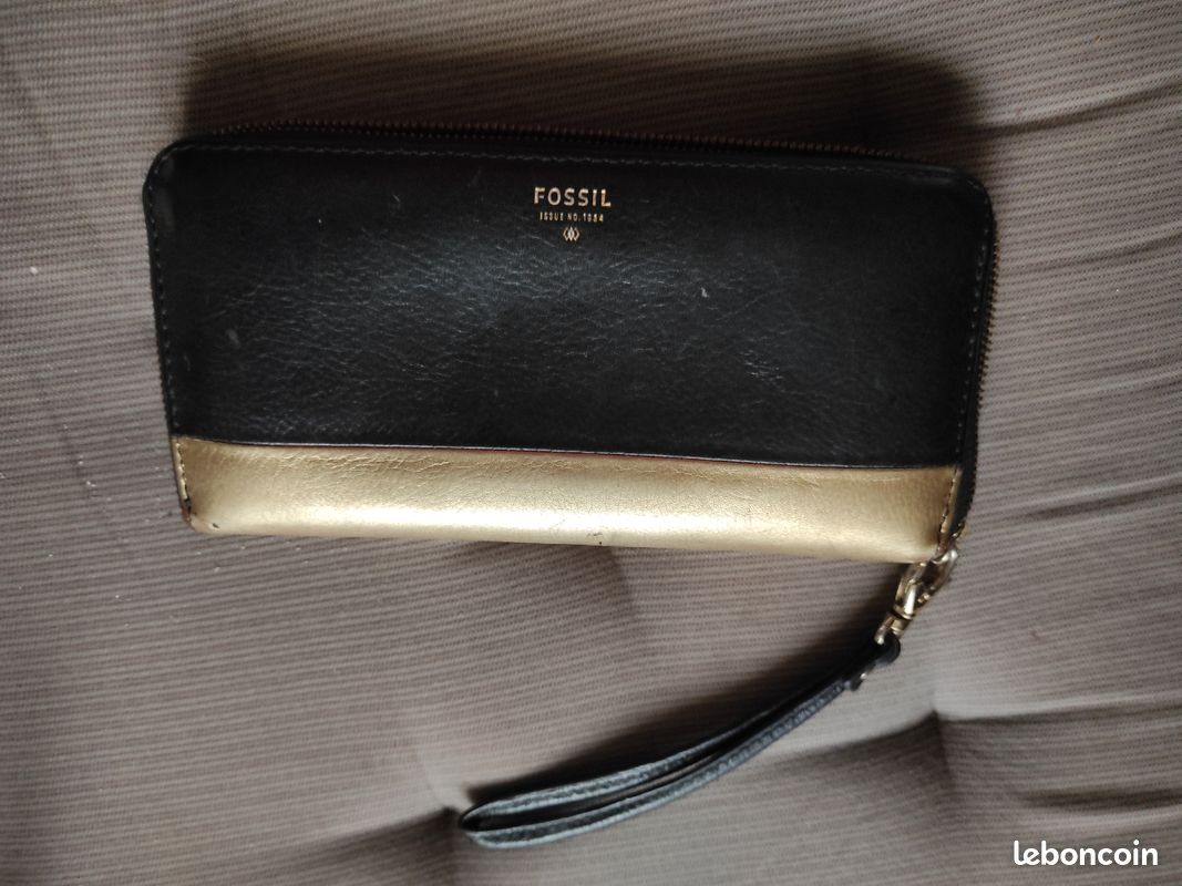 Compagnon Fossil cuir noir et or (image 2)