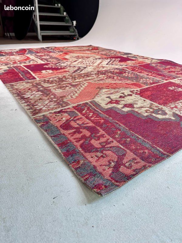 Tapis tissé à plat patchwork rouge (image 2)