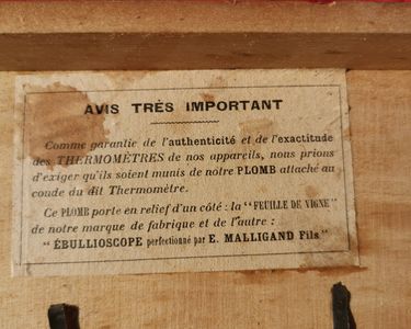 ANCIEN ÉBULLIOSCOPE E. MALLIGAND FILS PARIS BREVETÉ Avec son coffret