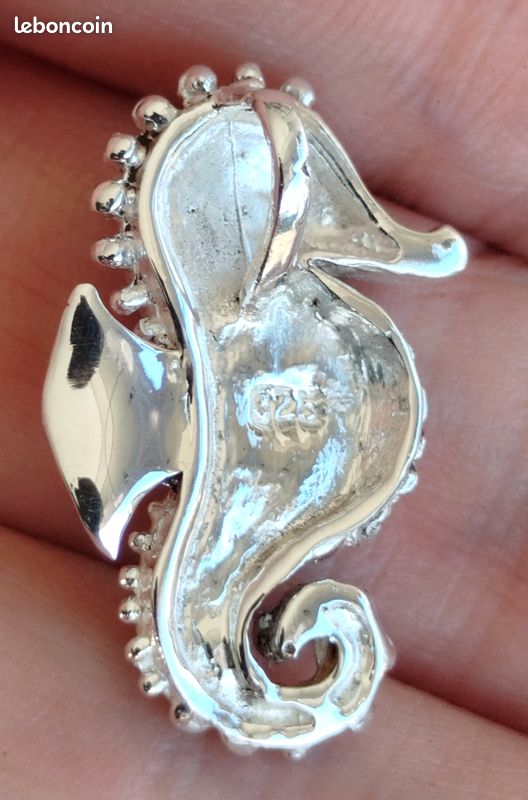 9 Mini Pendentifs Hippocampe feuille argenté 32mm animal marin en verre