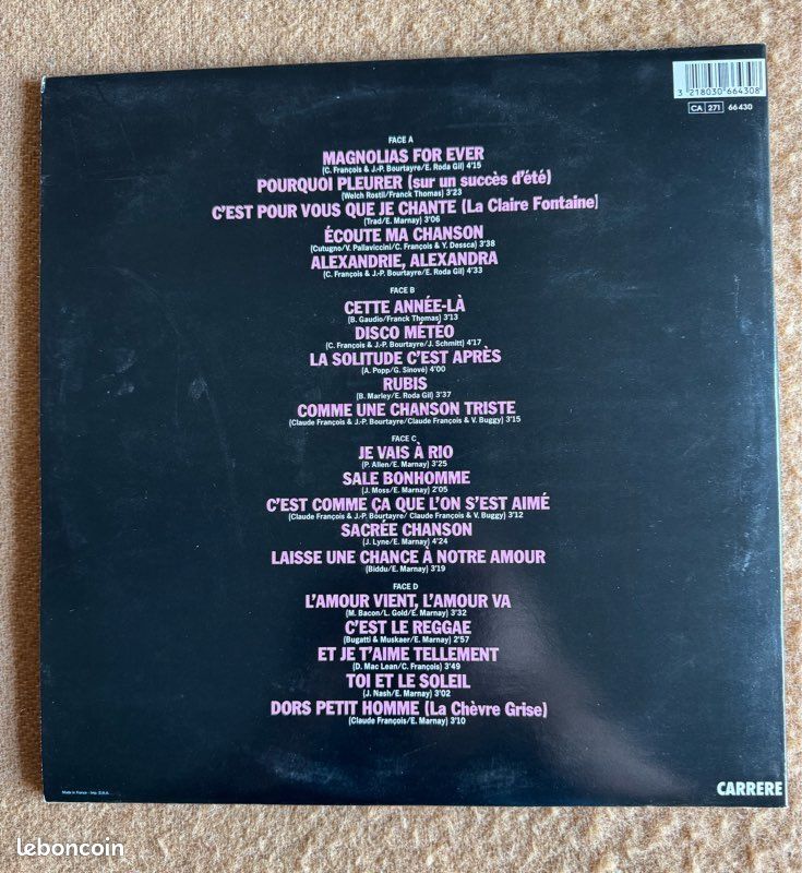 Claude François - Double Album Carrere - 66430 2 vinyles (image 2)