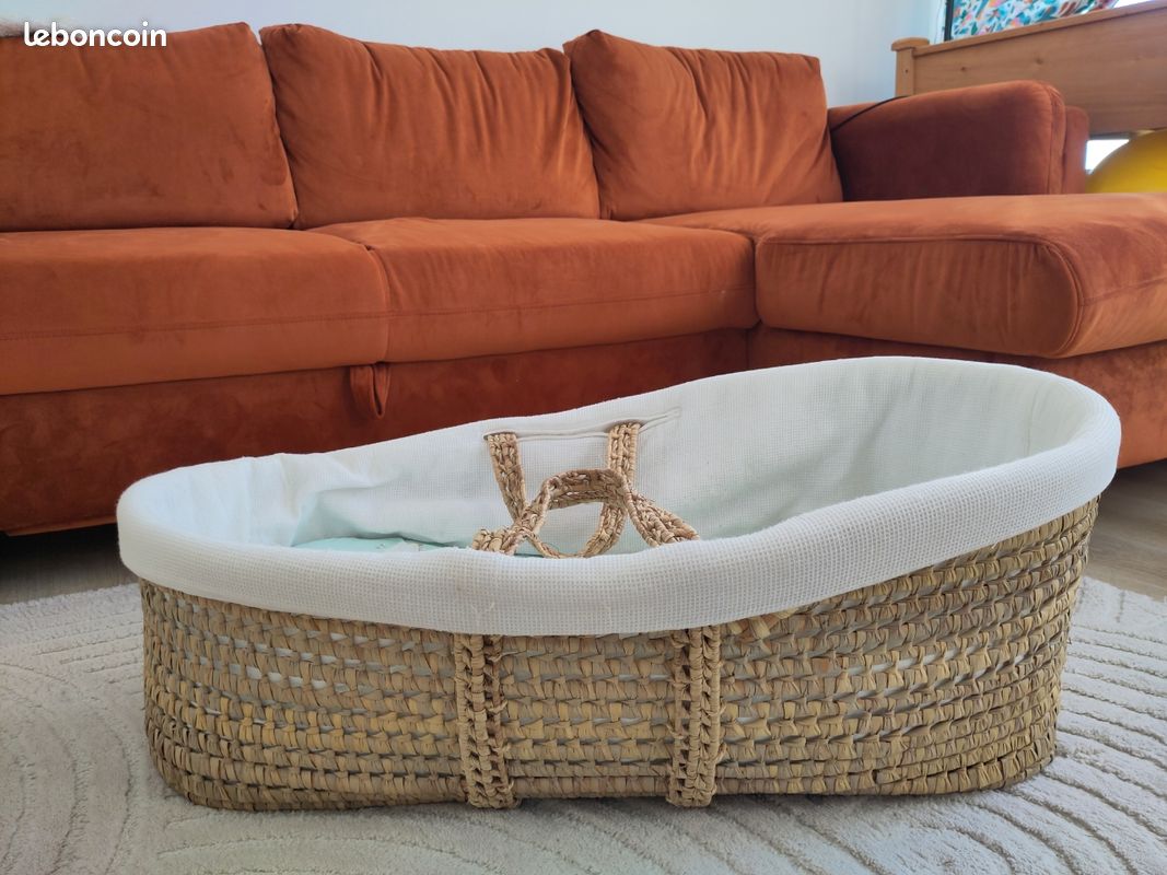 Panier bébé osier + matelas+ drap (image 3)