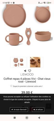 Liewood - kit repas en silicone - 4 pièces - Chat vieux rose