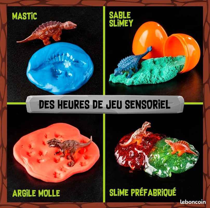 Original Stationery – Kit Œuf De Dinosaure à Déterrer Avec Slime, Argile, Sable Et Paillettes – Activité Archéologique Créative