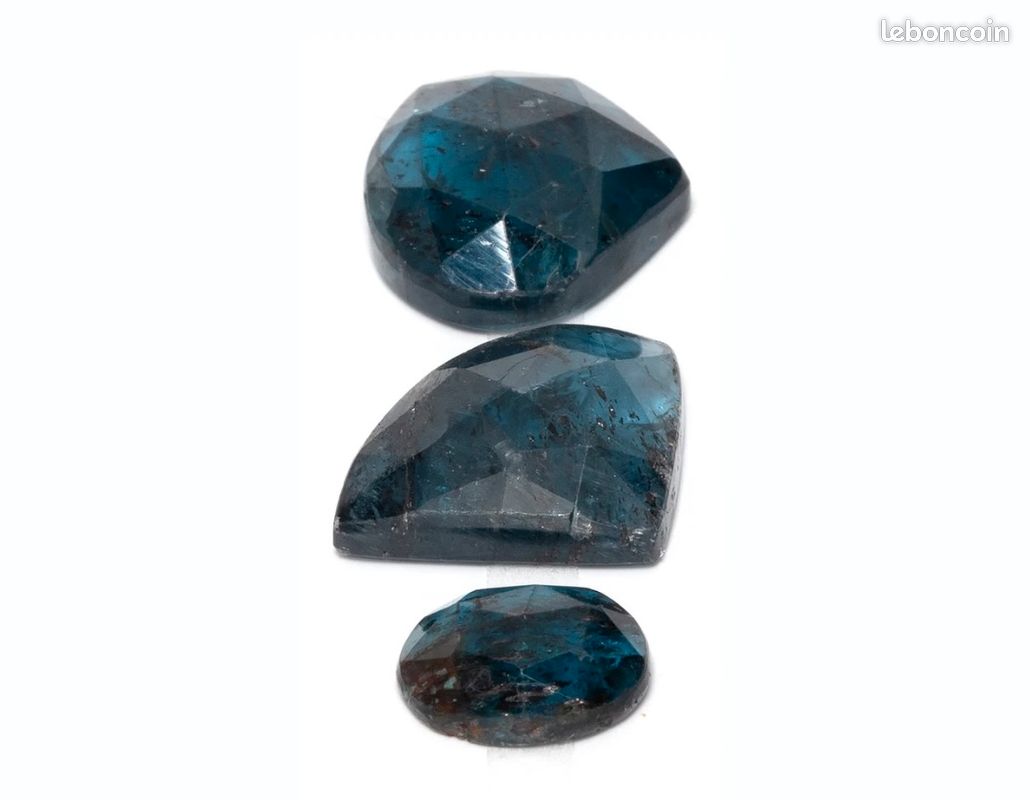 3 cabochons de cyanite pierre de gemme naturelle bleu occlusions loisir créatif bijou facettes bleu profond naturelle (image 3)