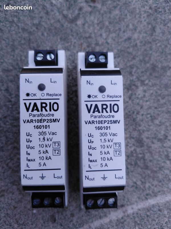 Lot de 2 parafoudres VARIO VAR10EP2SMV – 305Vac 10kA (image 1)