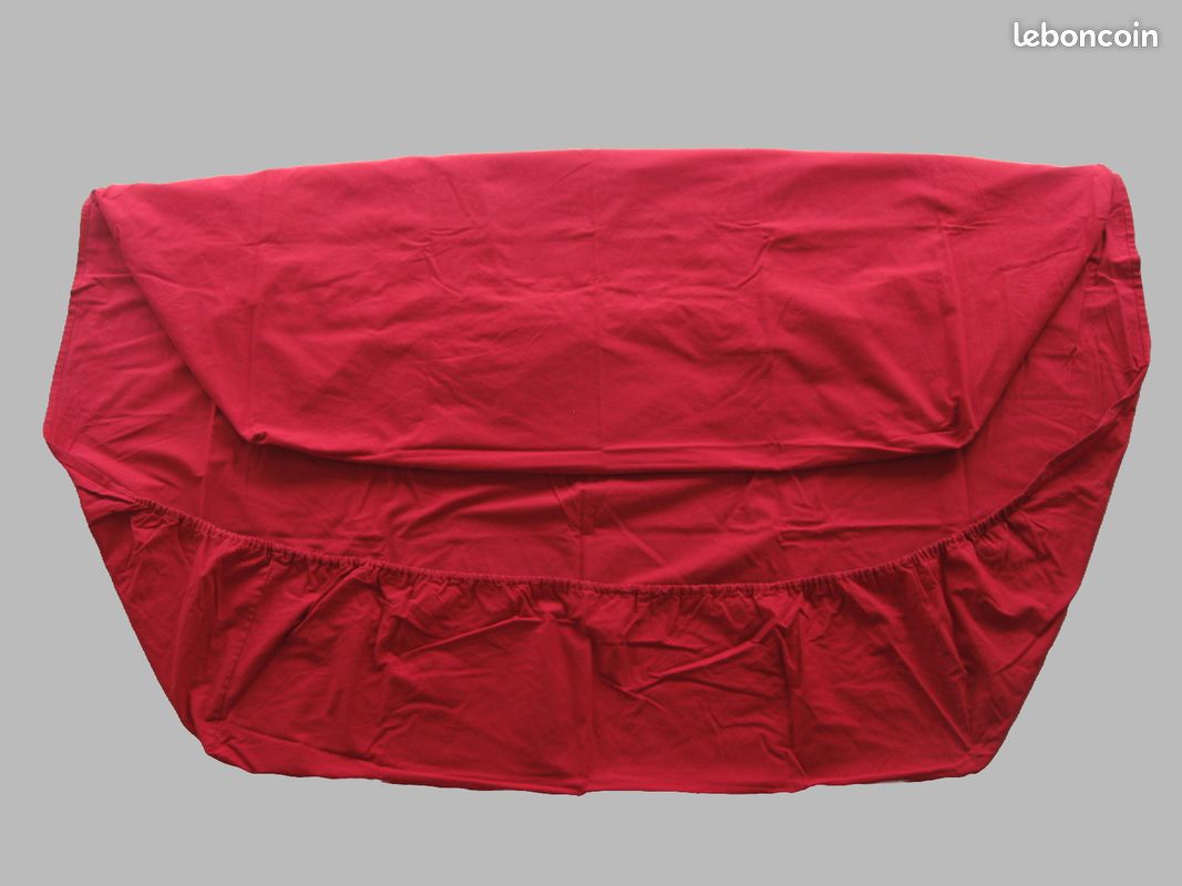 Drap-housse rouge en coton bonnet 30 cm (image 1)