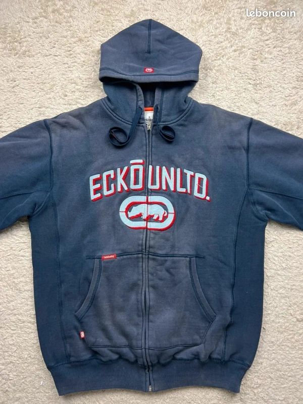 Sweat à Capuche Vintage Ecko Unltd Homme Taille XL Noir - Logo Années 2000 - Occasion Très Bon état