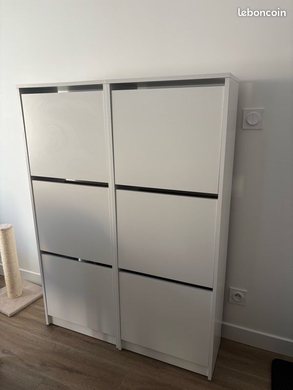 Meuble à Chaussures 3 Portes Battantes, Étagère à Chaussures, Compartiment Ouvert, Séparateur