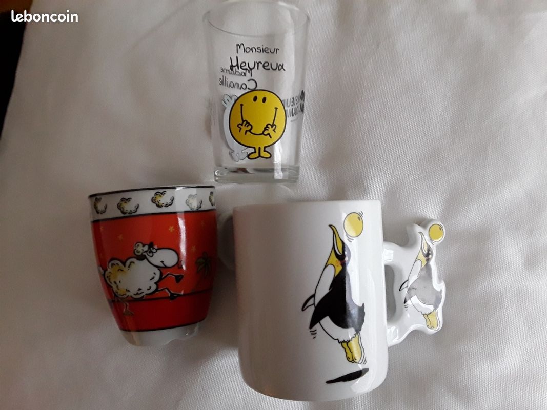Lot de 2 mugs+1 verre fantaisie enfants (image 1)