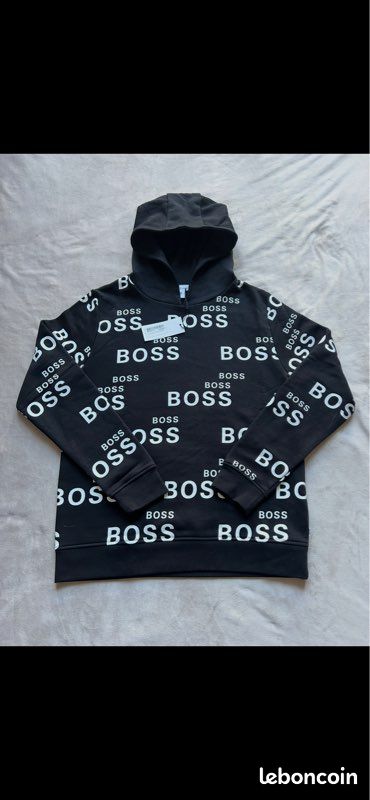 Pull à Capuche Hugo Boss Homme – Taille XL, Noir, Coton Léger, Vintage, Occasion Très Bon état