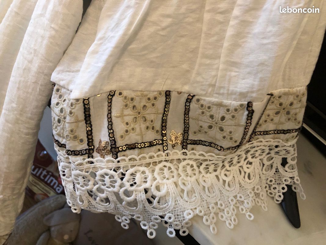 jolie combinaison & fond de robe vintage jolie dentelle T 40 ref TAAM