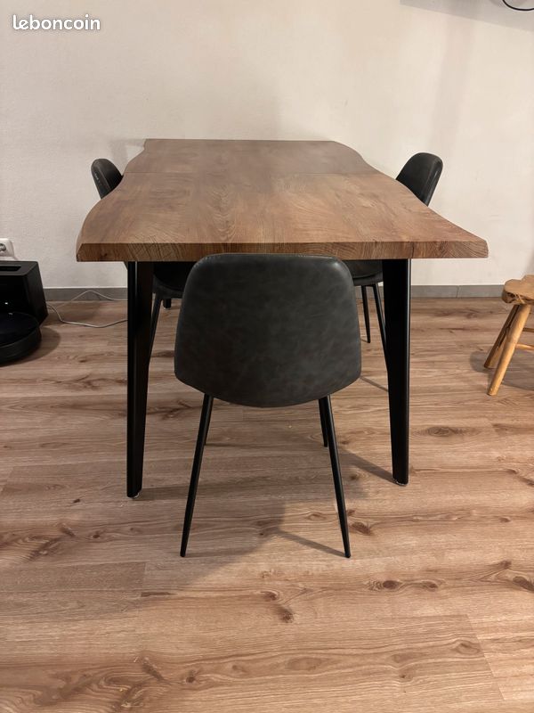 Table industrielle bois et métal TBE (image 5)