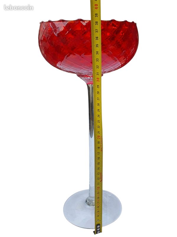 Grand (38cm) Vase ou Centre de Table en Cristal Soufflé (image 7)