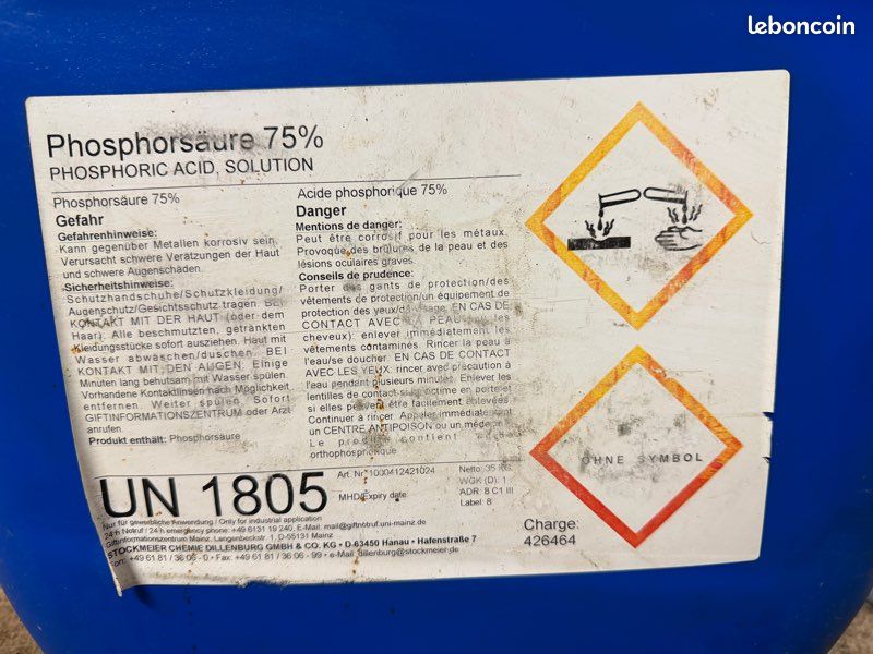 Bidon d'acide phosphorique à 75% 19.5L (image 2)