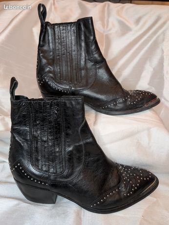 Leboncoin Chaussure Ikks Garcon Ikks Bottines Santiag Femme Cuir