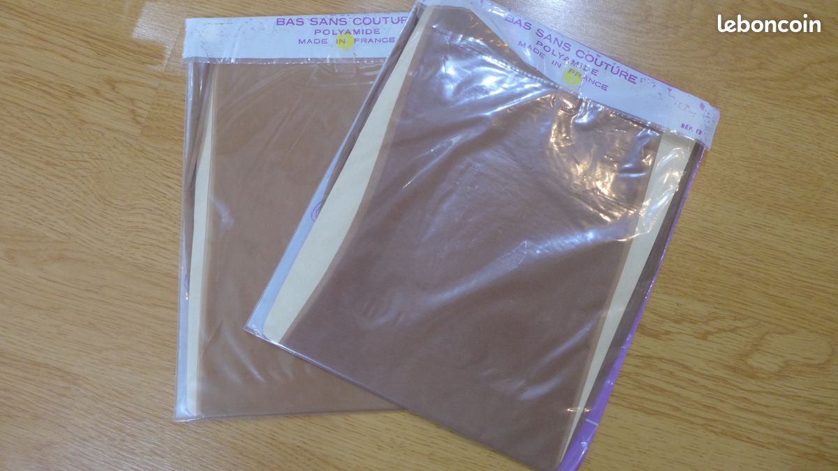 Lot de 2 paires de bas nylon stockings vintage chair foncé T1 (image 2)