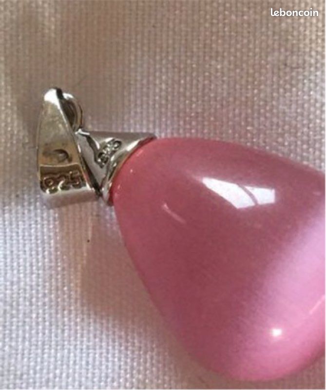Pendentif argent et pierre rose (image 3)
