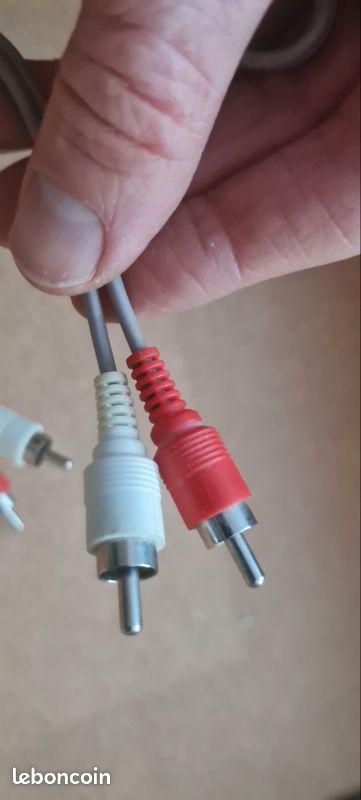 Câble GRIS de connexion stéréo / Câble de raccordement Noir 4 Extrémités : 2 fiches (2 mâles blanc rouge / Cordon noir / 2 fiches TV Out Audio Vidéo Câble auxiliaire 1,2 mètre 120 cm RCA NOM CORDON ? (image 4)