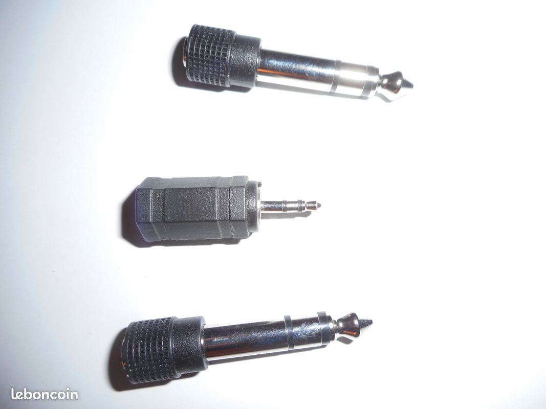 Lot de cordons audio, cordon Jack mâle/jack mâle de 1m (3,5mm) + 3 raccords Jack (image 2)
