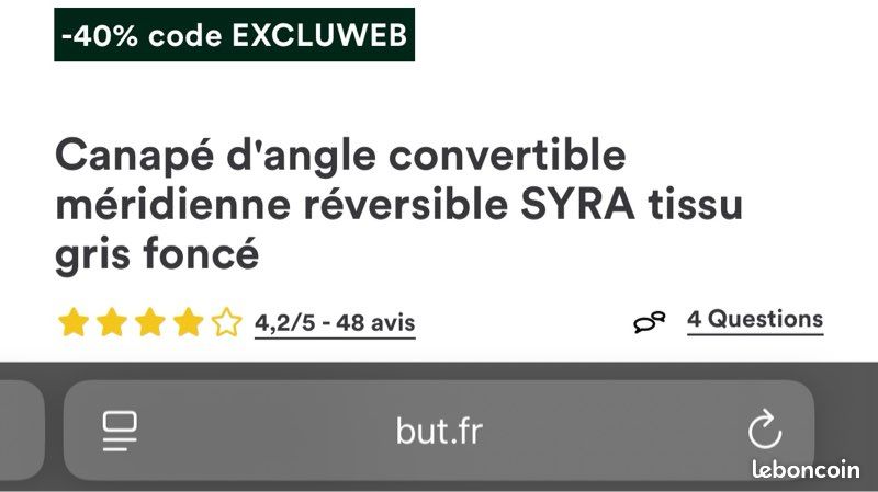 Canapé convertible avec méridienne (image 6)