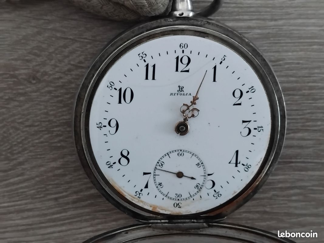 Montre De Gousset Rivolia Mécanique 1880 Argent Massif 4,5cm - Très Bon État Fonctionnel