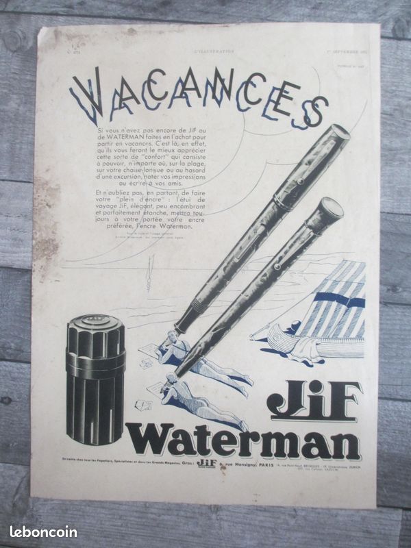 WATERMAN PORTE PLUME IdéAL Rycg - POSTER HQ 40x60cm d'une AFFICHE VINTAGE