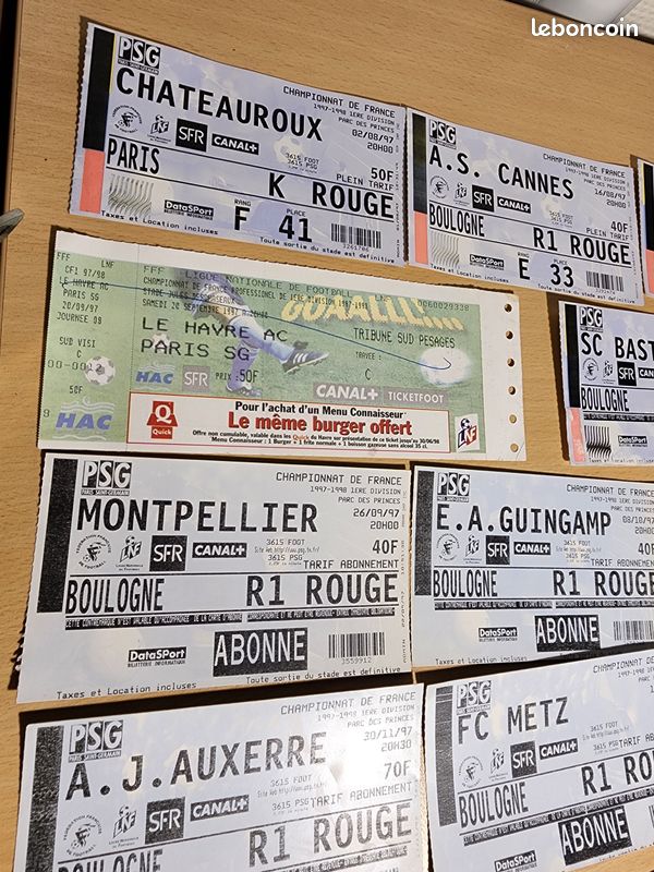 PSG PARIS SAINT GERMAIN LOT 3 TICKETS COLLECTION LYON OL OGC NICE