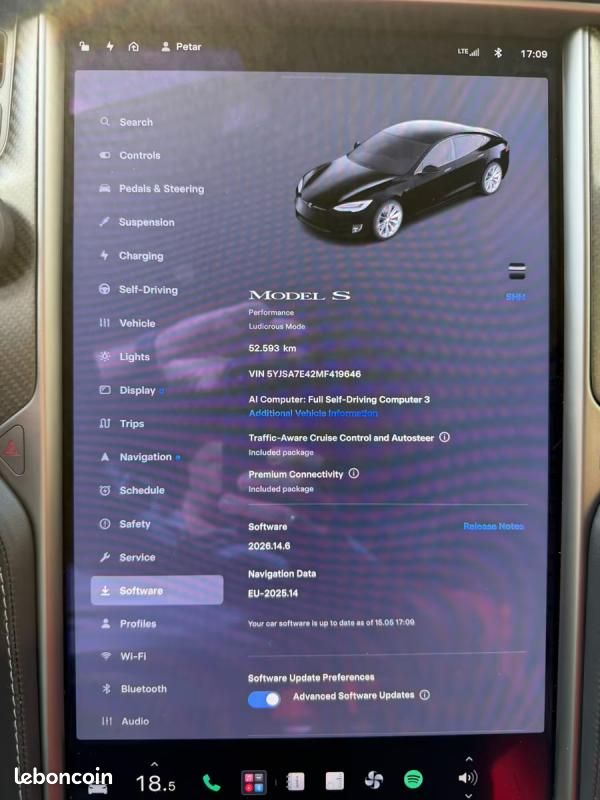 Tesla Model S PERFORMANCE LUDICROUS+ RAVEN 795 CH 4X4 BVA - HAYON ÉLECTRIQUE TOIT PANORAMIQUE VOL... (image 25)