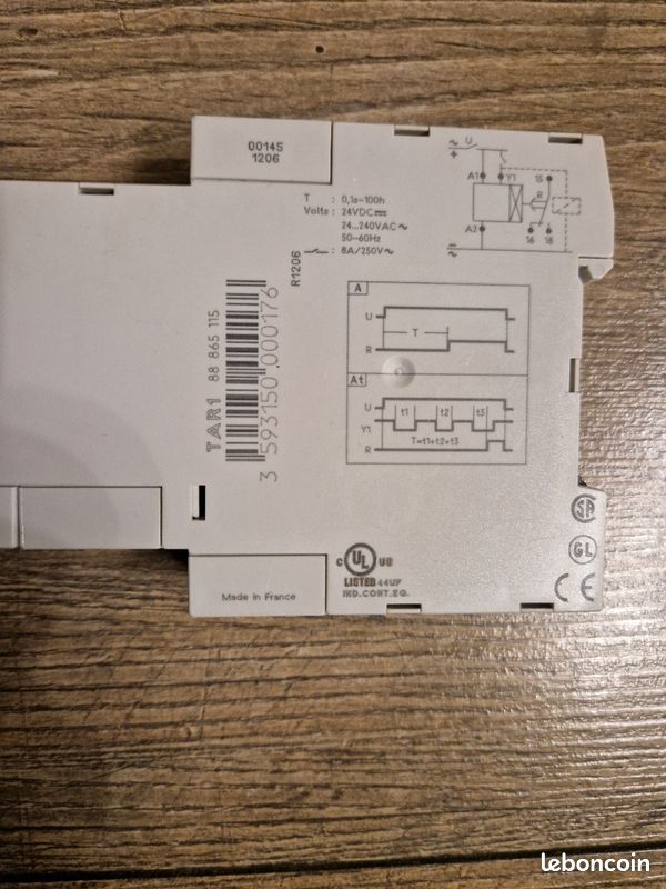 Relais temporisé Crouzet, 24 → 240 V ac, 24V c.c., Rail DIN, tar1 (image 2)