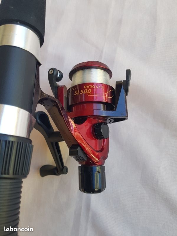 Canne à Pêche Télescopique Vintage Bristol Hexagonale Acier - Manche Liège Rouge, Bon état