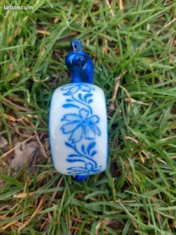Lot De 6 Ronds De Serviette Porcelaine – Forme Escargots – Bleu Et Blanc – Vintage