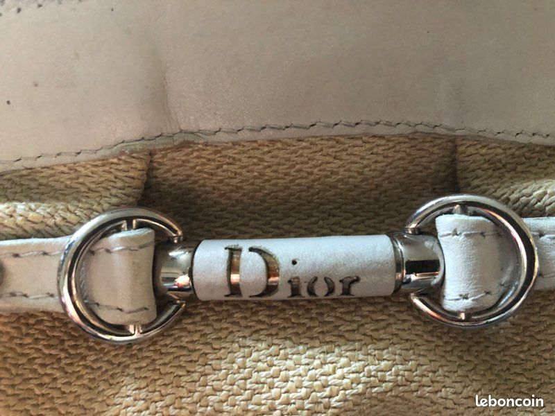 Grand Sac à main de luxe DIOR en cuir et toile beige (image 3)