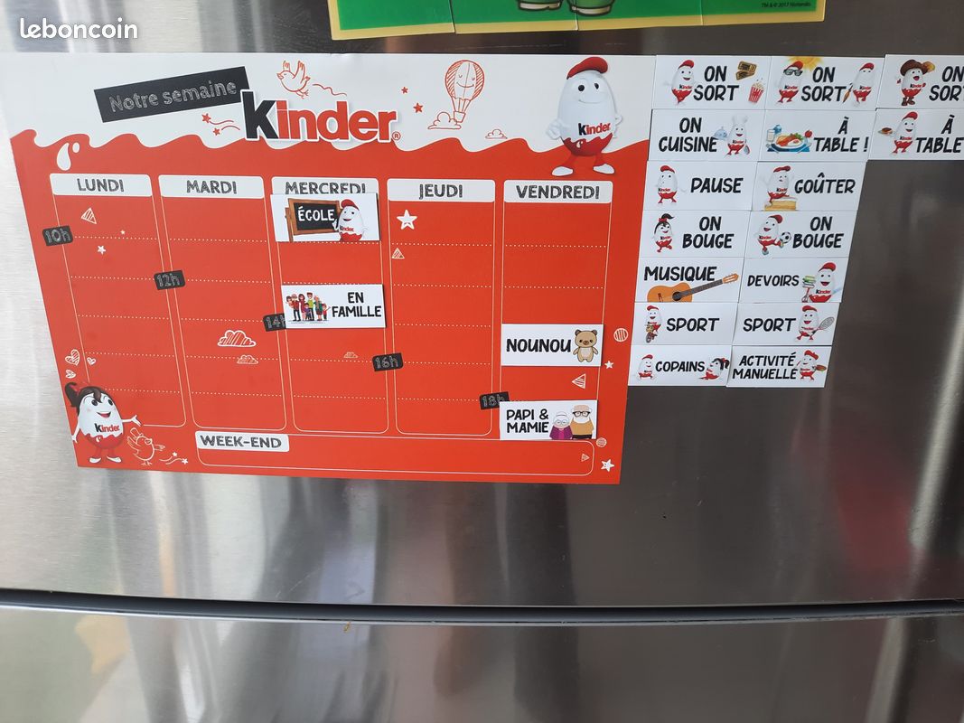 Calendrier / semainier aimanté Kinder avec pièces magnétiques (image 3)