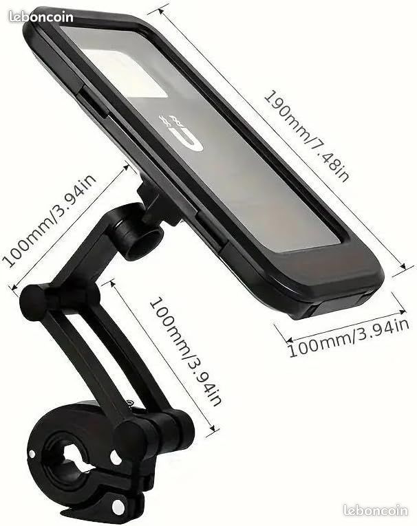 Support Téléphone Noir Abs Support Téléphone Universel Pour Guidon De Moto/ vélo, Rotatif 360°, Anti-chocs, Couleur Noire Quad Lock Moto