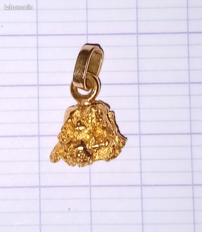 Pépite D'or Naturel 22/24K Avec Monture En Or 18K - Provenance Alaska, Neuf Sans Boîte